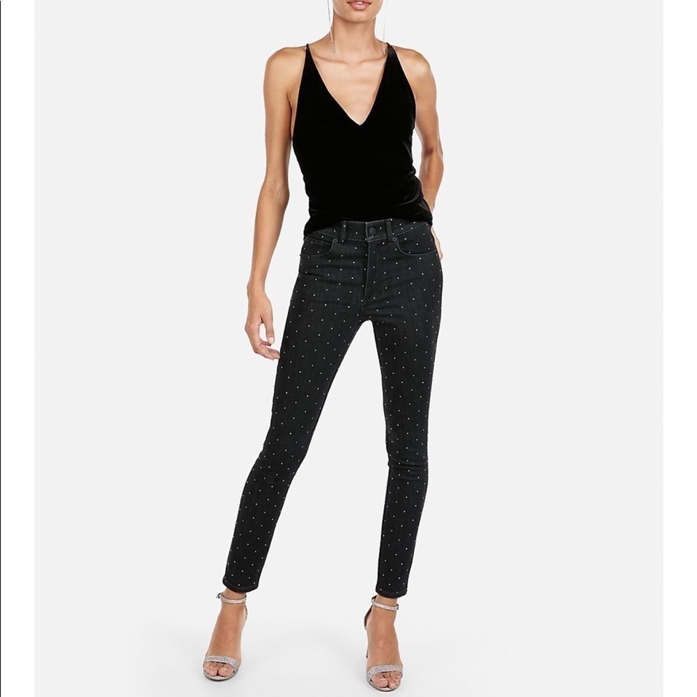 Express NWOT High Waisted Rhinestone Studded Jean